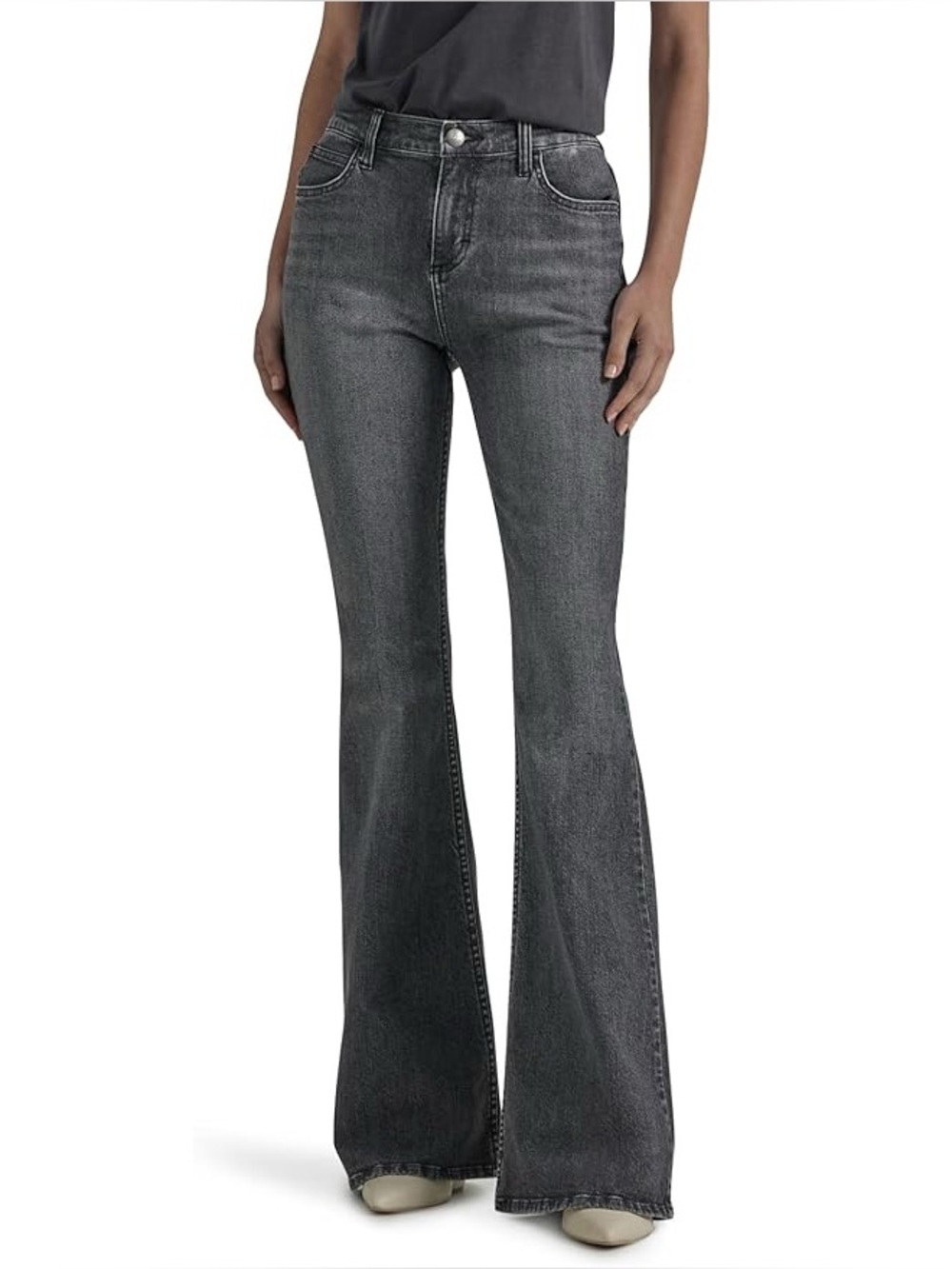 Lee Women's Dark Gray Flare Jeans - High-Rise Wide Leg